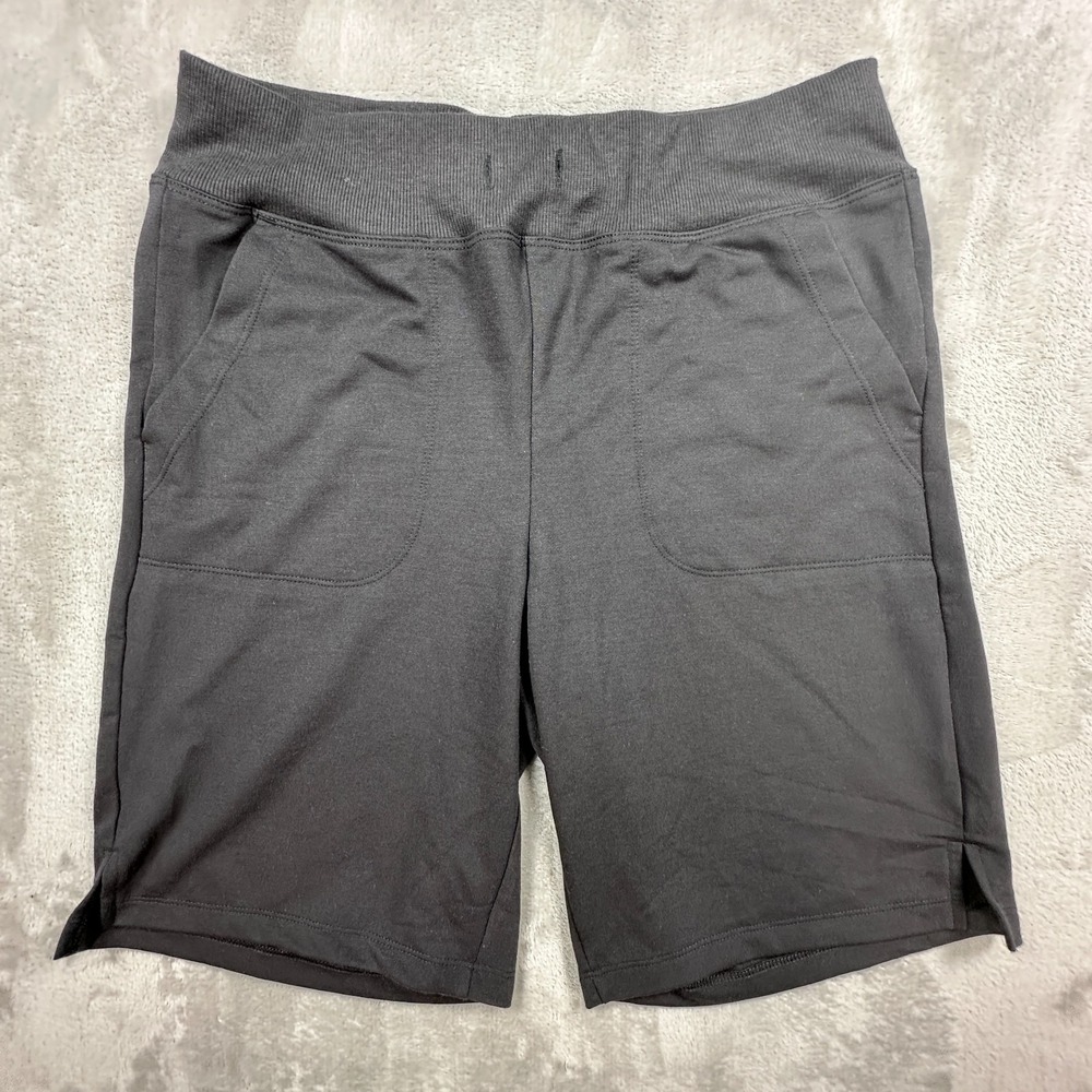 Athletic Works Bermuda Long Shorts Womens XS Charcoal 9 Inseam Elastic Waist